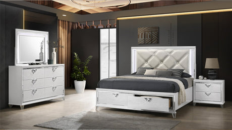 Modern Style King 4PC Bedroom Set with LED Accents & V - Shaped handles