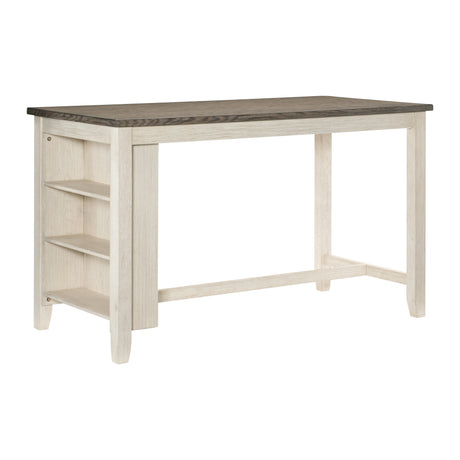 Antique White Finish 5pc Counter Height Set Multifunctional Counter Height Table with 4 Stools Brown Fabric Upholstered Nailhead Trim Dining Room Furniture - sold by Home Elegance USA