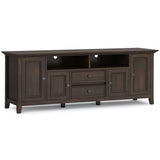 Amherst 72 inch Wide Solid Wood TV Stand in Brunette Brown For TVs up to 80 inches