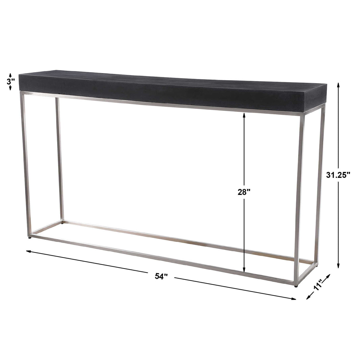 Jase Concrete Console Table - Black / Silver by Uttermost - View 6