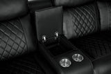 Home Theater Seating Manual Recliner with Cup Holder, Hide-Away Storage PU Reclining Sofa for Living Room, Home Theater, Black - Home Elegance USA