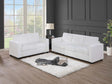 Classic Luxurious Milk Color Sofa And Loveseat Plush Cushion Seat Couch Corduroy Upholstered Living Room Furniture