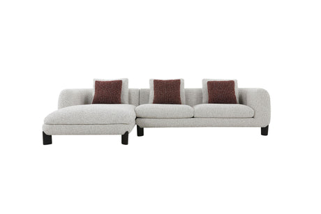 Mardi Maroon & Beige Tweed Sectional Sofa w/3 Pillows - sold by Home Elegance USA