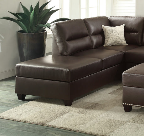 New Contemporary 3-PCS Reversible Sectional Set Living Room Furniture Espresso Faux Leather Couch Sofa Chaise Ottoman - sold by Home Elegance USA