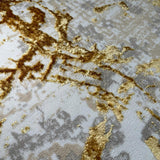 Shifra Luxury Area Rug in Beige and Gray with Gold Abstract Design - Home Elegance USA