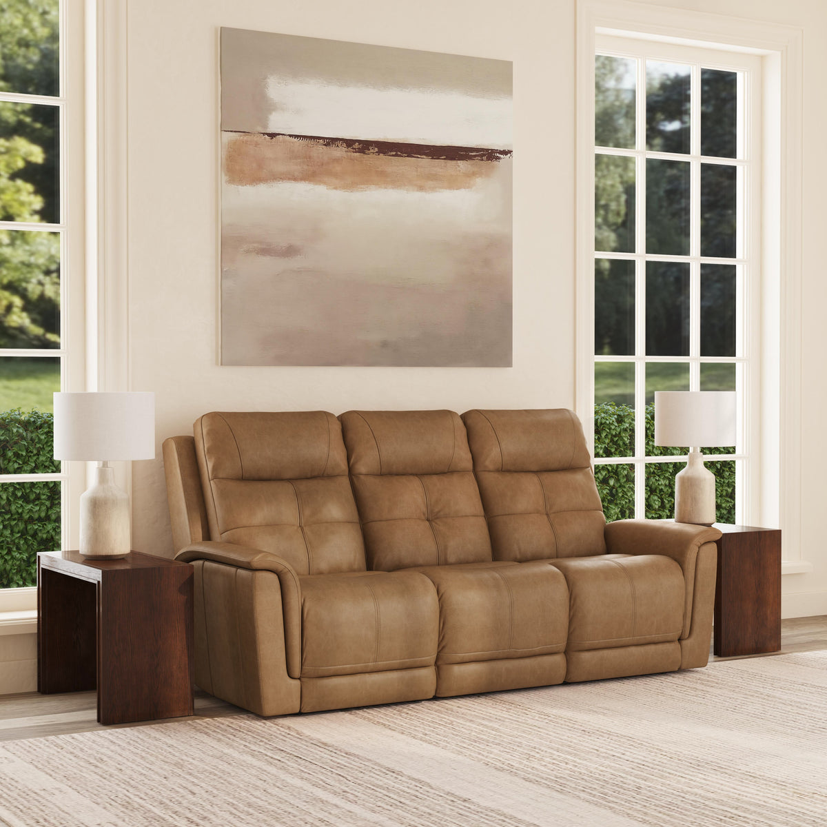 Ranger Power Reclining Sofa With Console, Power Headrest, Lumbar, Heat & Massage - Oakridge | Flexsteel