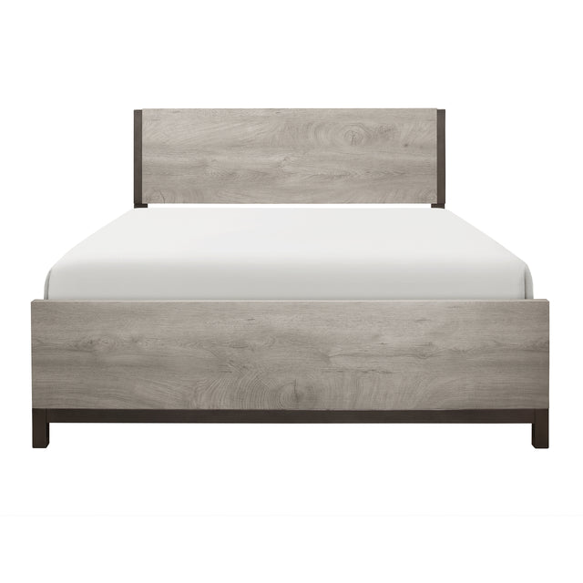 Light Gray Finish 1pc Full Size Bed Premium Melamine Wooden Modern Bedroom Furniture