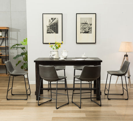 Bronco Antique Wood Finished Counter Height Dining Set: Table and Six Gray Chairs - sold by Home Elegance USA