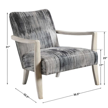 Watercolor Chenille Accent Chair Gray - Blue / Beige by Uttermost - View 8
