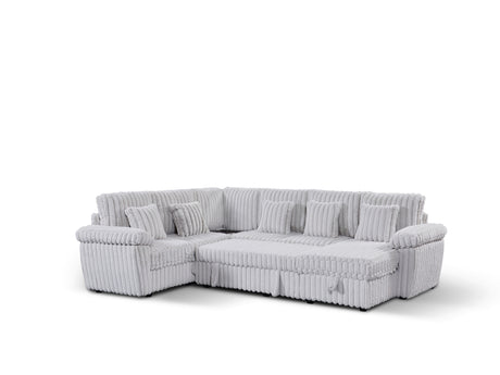 110-inch U-shaped corduroy super soft sectional sofa with storage and pull-out bed, corner coffee table with cup holder and USB port; suitable for living room, comfortable corduroy sectional sofa - sold by Home Elegance USA
