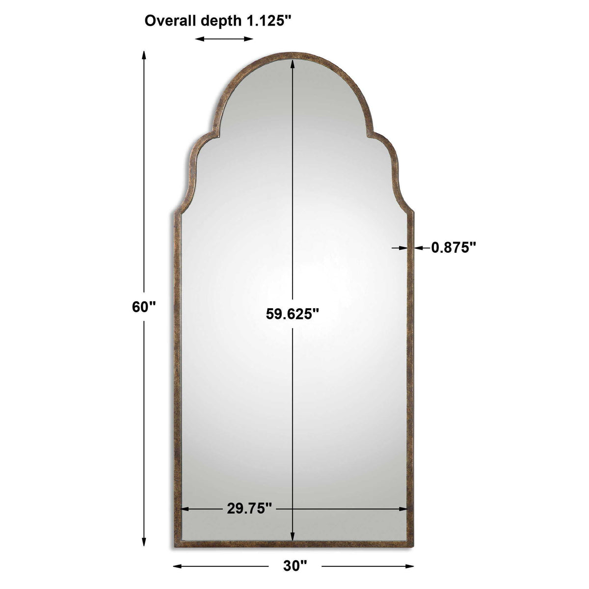 Brayden Tall Arch Mirror - Light Brown by Uttermost - View 3
