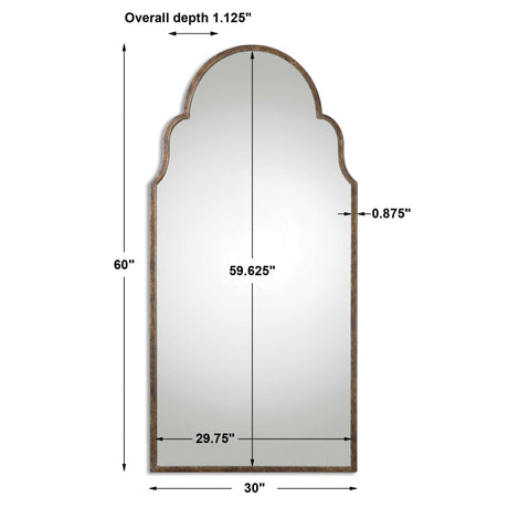 Brayden Tall Arch Mirror - Light Brown by Uttermost - View 3