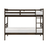 Twin over Twin Bunk Bed 1pc Classic Dark Brown Finish Youth Bedroom Furniture Durable Wood - sold by Home Elegance USA