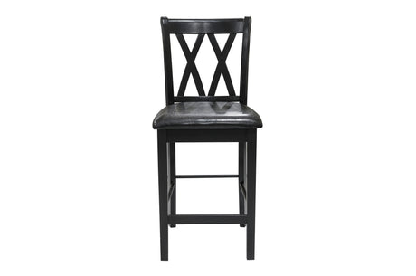 Black Finish 5pc Counter Height Set Dining Counter Height Table with Lower Shelves and 4x Chairs Set Faux Leather Upholstered Kitchen Dining Furniture - sold by Home Elegance USA