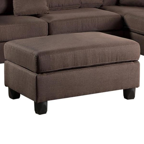 Chocolate Color 3pcs Sectional Living Room Furniture Reversible Chaise Sofa And Ottoman Polyfiber Linen Like Fabric Cushion Couch - sold by Home Elegance USA
