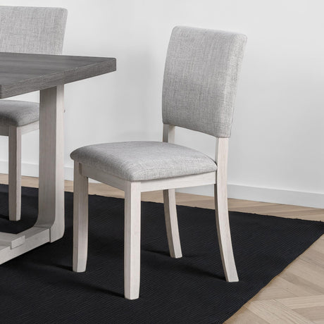 Transitional Style 5pc Dining Set Gray Upholstered Fabric Chairs Dining Table Trestle Base Table 4x Side Chairs Dining Room - sold by Home Elegance USA
