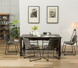 Lotusville 7-Piece Antique Black Finish Wood Dining Table with 6 Gray Faux Leather Chairs Set - sold by Home Elegance USA