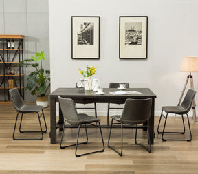 Lotusville 7-Piece Antique Black Finish Wood Dining Table with 6 Gray Faux Leather Chairs Set - sold by Home Elegance USA