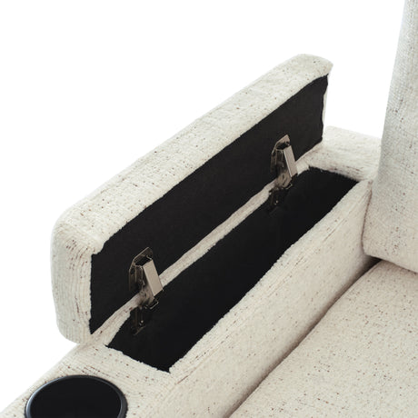 Convertible U-Shaped Sofa Bed with Storage, Cup Holders and Charging Ports, Beige Chenille, 109.9' - sold by Home Elegance USA