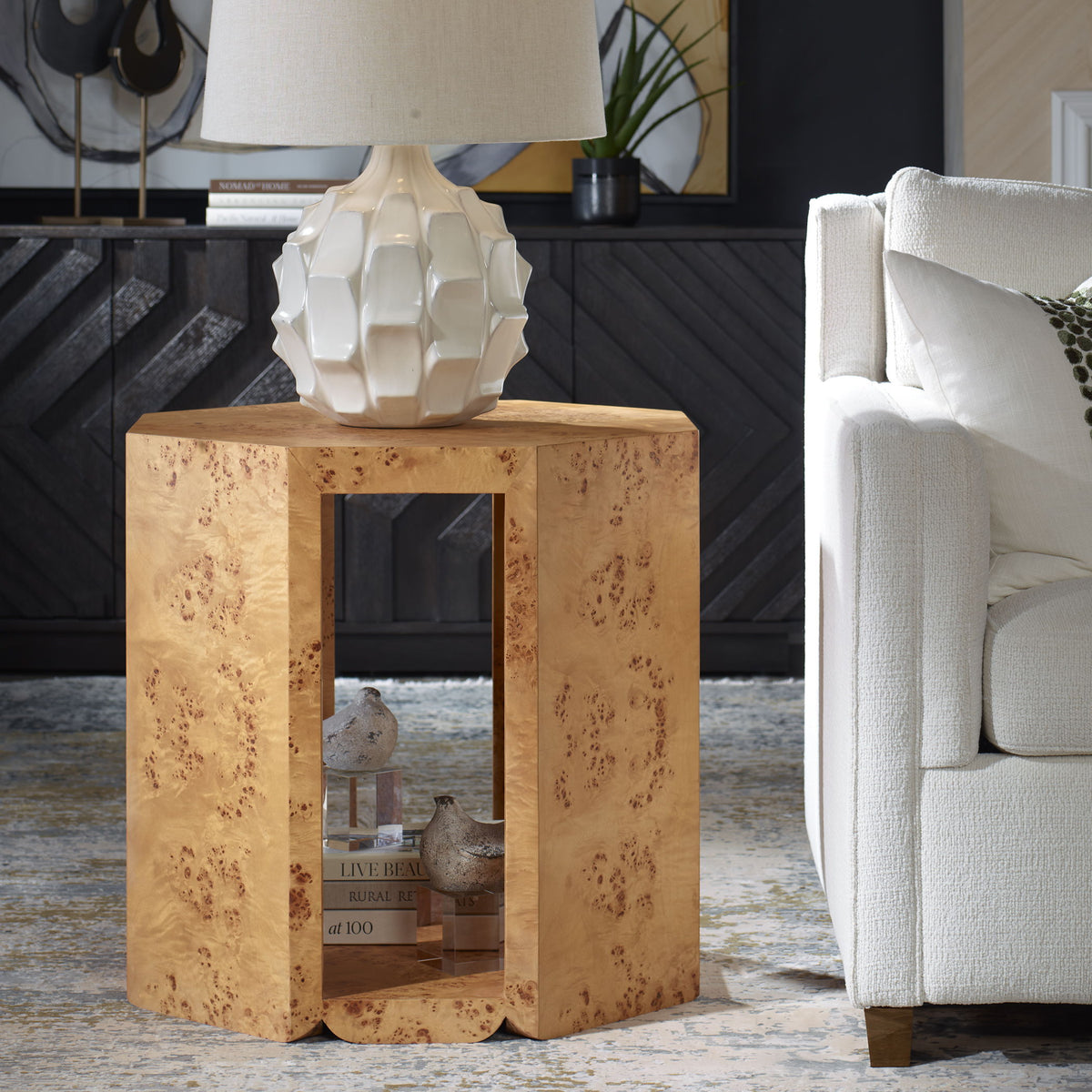 Indus Side Table Burl - Light Brown by Uttermost - View 2