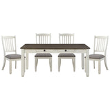 Antique White Finish Dining 5pc Set Table with 6x Drawers and 4x Side Chairs Upholstered Seats Casual Style Dining Room Furniture | Home Elegance USA