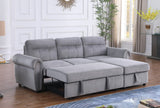 Ashton Gray Velvet Fabric Reversible Sleeper Sectional Sofa Chaise | Home Elegance USA