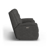 Arlo Transitional Leather Power Reclining Loveseat With Console & Power Headrests & Lumbar | Flexsteel