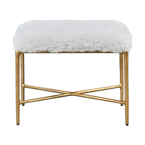 Charmed Sheepskin Small Bench - White / Gold by Uttermost - View 1