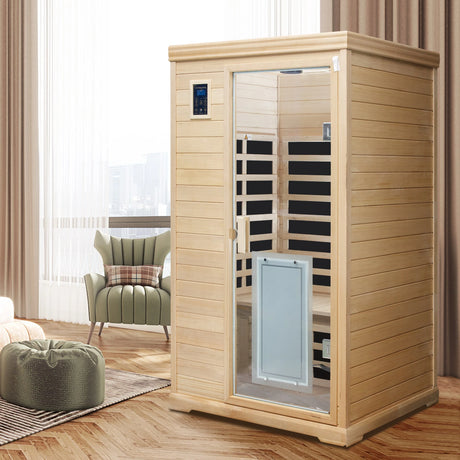 Two-Person Far-Infrared Hemlock Indoor Sauna Room with Bluetooth & LED Lights - sold by Home Elegance USA