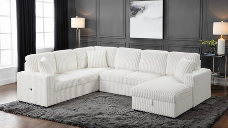 Grande Modern Style Sectional Sofa with USB-C, Sleeper Function & Storage Made with wood in Cream(CA INVENTORY) - sold by Home Elegance USA