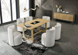 Blayde Natural & White Chenille Finish 8PCs Dining Room Set