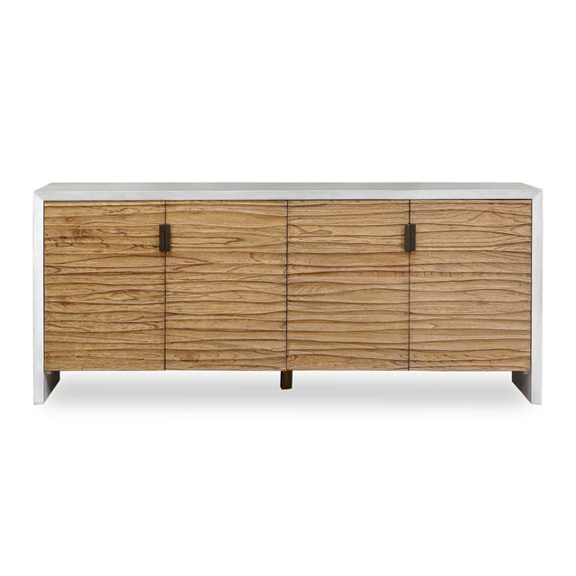 Brinson Carved Wood 4 Door Cabinet White / Woodtone - Light Brown / White by Uttermost - View 1