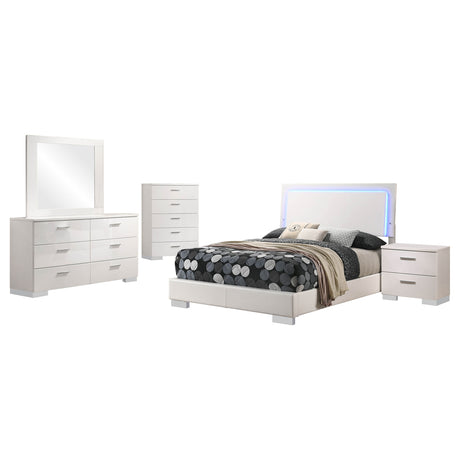Dulcey White High Gloss 5-piece Full Bedroom Set - sold by Home Elegance USA