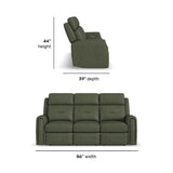Felix Power Reclining Sofa With Power Headrest, Lumbar, Heat & Massage - Forest Green | Flexsteel