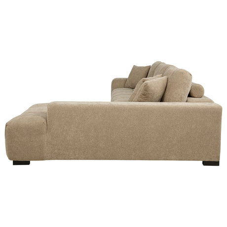Plather Camel Upholstered Sectional Chaise Sofa - sold by Home Elegance USA