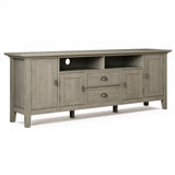 Redmond 72 inch Wide Solid Wood TV Stand in Distressed Grey For TVs up to 80 inches