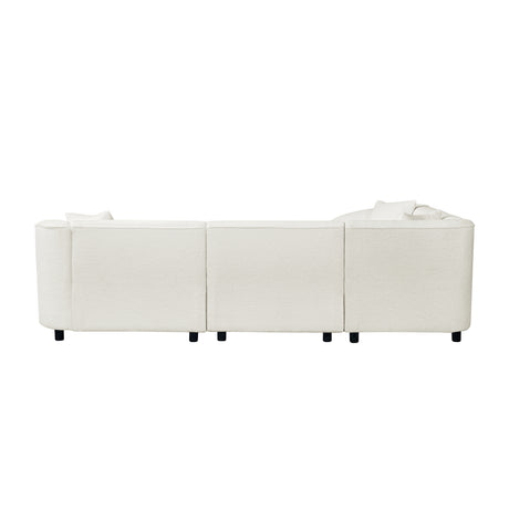 104' L-Shaped Curved Contemporary Sectional Sofa in Beige: Plush 4-Seater, Sculptural Design & Premium Bouclé Upholstery – Modern Luxury for Spacious Living - sold by Home Elegance USA