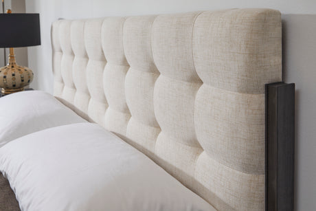 Waterfall Queen Upholstered Bed - Beige / Deep Ebony | Flexsteel