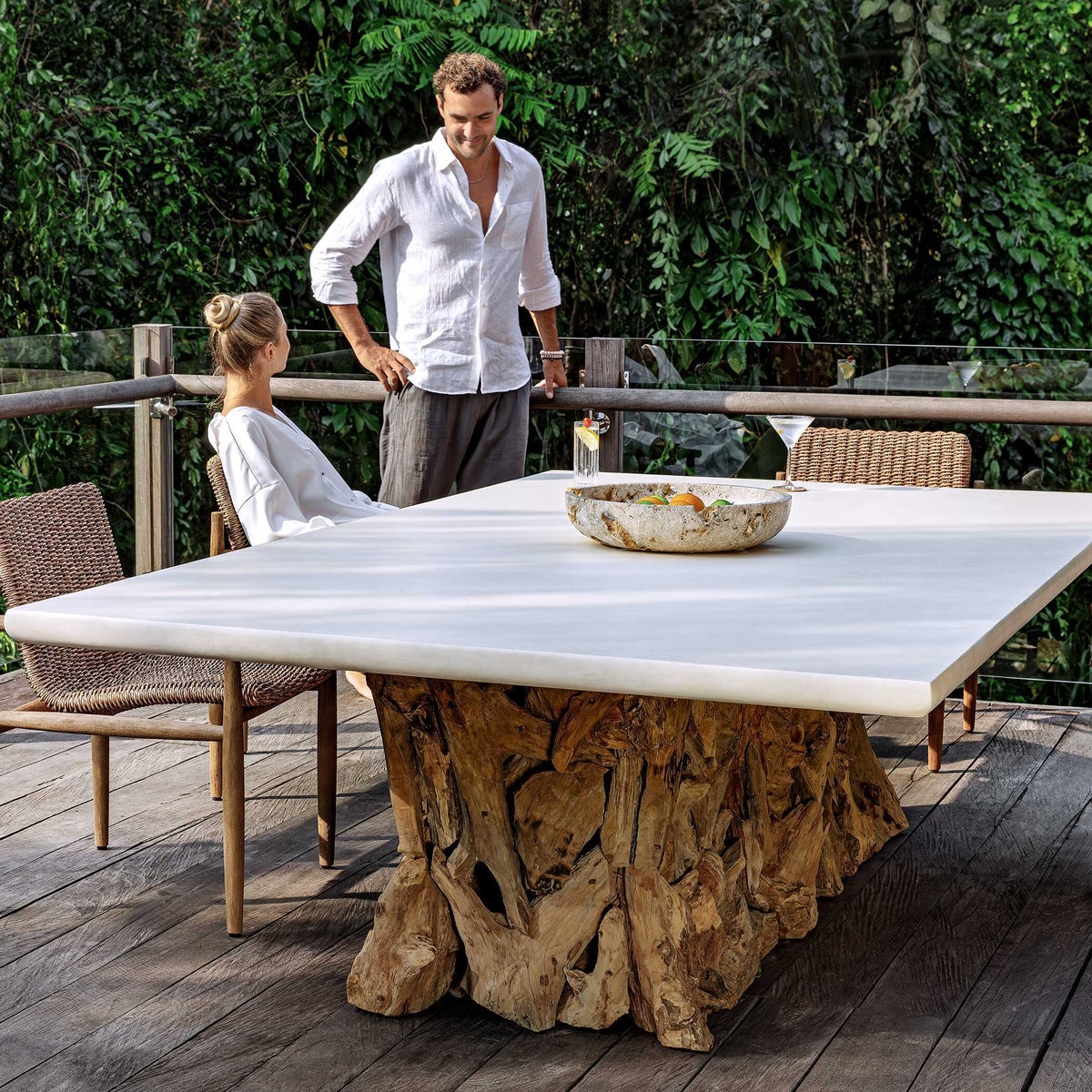 Stonewood Indoor-Outdoor Ping-Pong Dining Table White / Woodtone - Light Brown / White by Uttermost - View 7