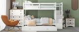 Twin Over Twin Bunk Bed with Trundle and Staircase,White(OLD SKU:LT000068AAK) - Home Elegance USA