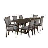 Classic Dining Furniture 9pc Set Extendable Dining Table with 2 Armchairs 6 Side Chairs Driftwood Brown Finish Durable Wooden