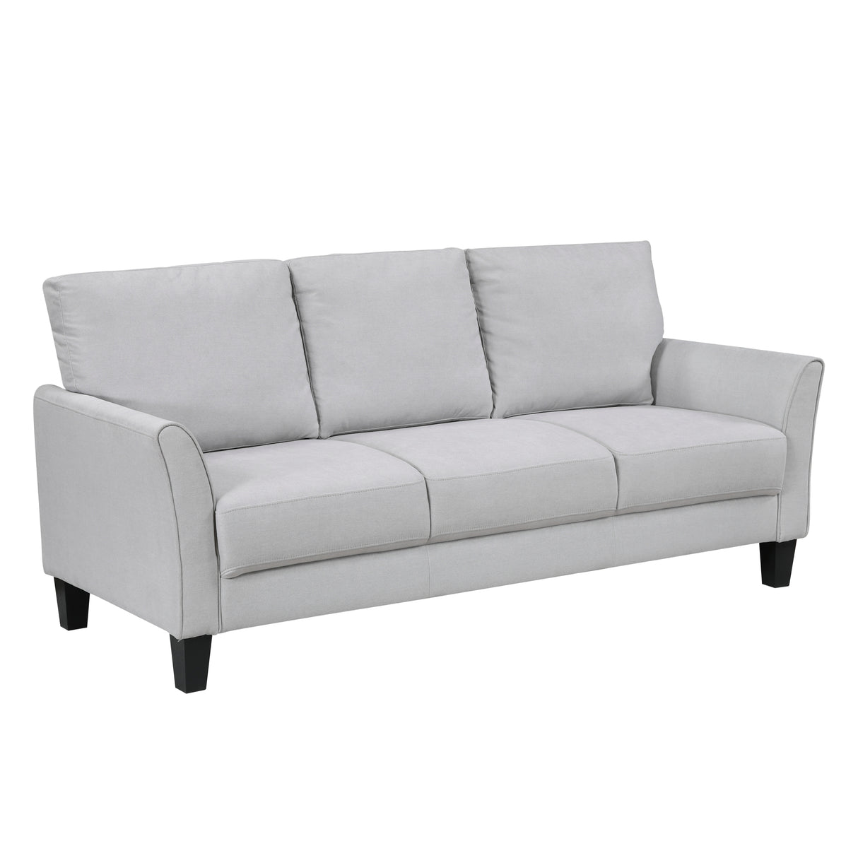 Modern Contemporary Upholstered Sofa Gray Plush Seat Comfort Durable Solid Wood Living Room Furniture 3-Seater Couch 1pc