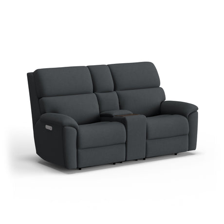 Porter Transitional Power Reclining Loveseat With Console & Power Headrests & Lumbar | Flexsteel