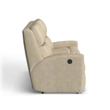 Catalina Transitional Fabric Power Reclining Loveseat With Console | Flexsteel