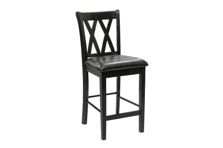 Black Finish 5pc Counter Height Set Dining Counter Height Table with Lower Shelves and 4x Chairs Set Faux Leather Upholstered Kitchen Dining Furniture - sold by Home Elegance USA