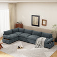 115.5' Modular Deep Gray Sectional Sofa with Durable Polyester Upholstery, Plush Cushions, Hidden Storage Compartments, and Versatile Design for Living Room, Lounge, or Office' - sold by Home Elegance USA