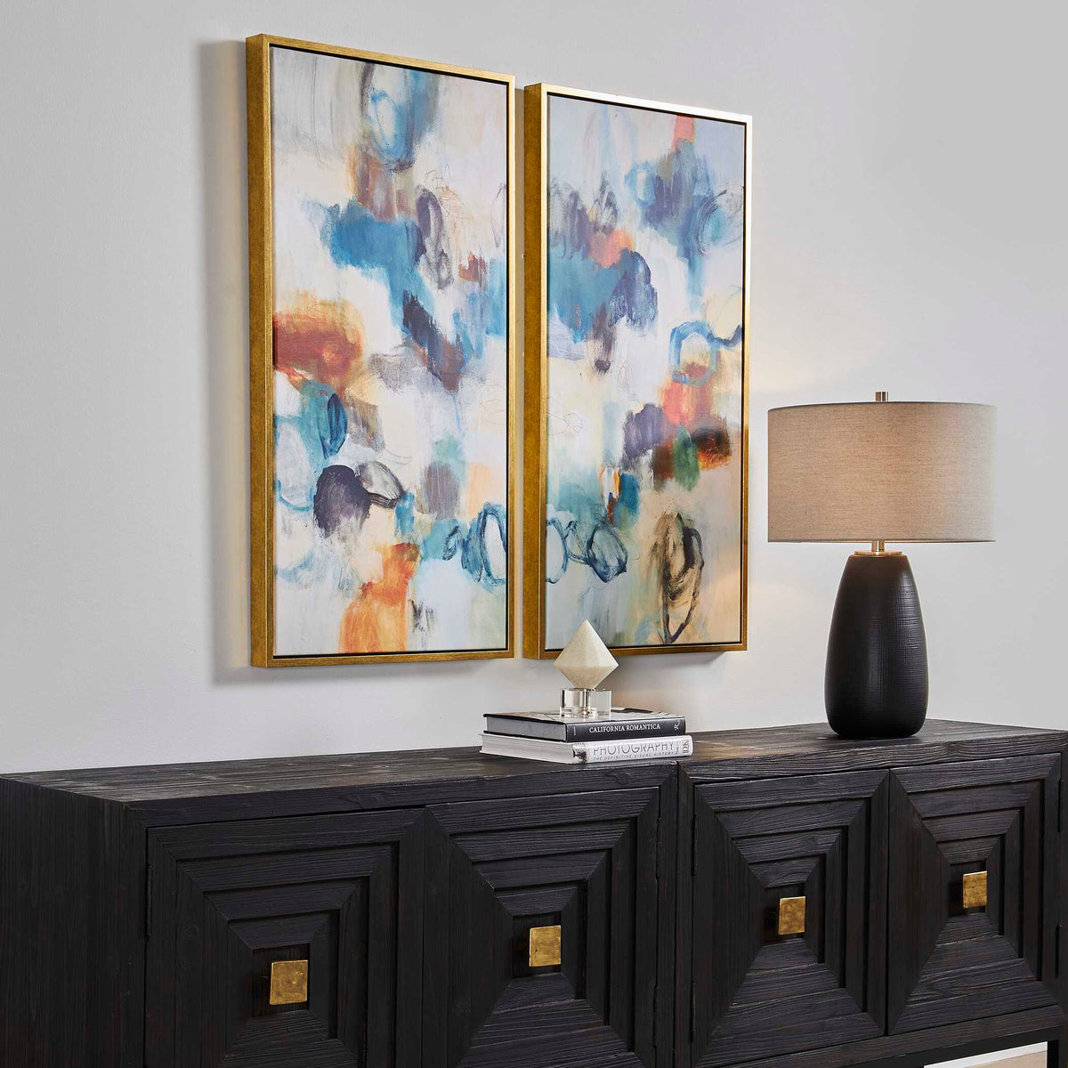 Casual Moments Framed Abstract Art (Set of 2) - Blue by Uttermost - View 3