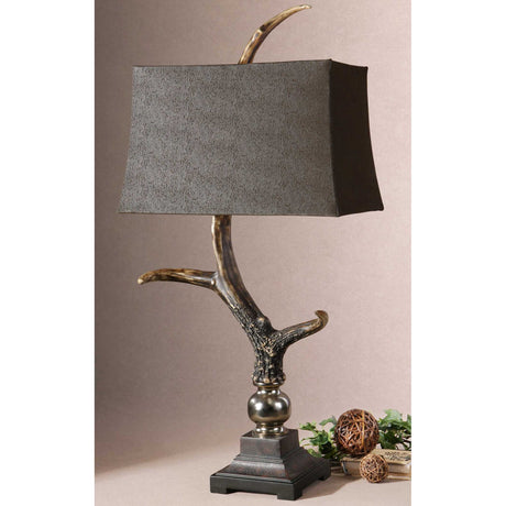 Stag Horn Dark Shade Table Lamp - Dark Brown / Dark Gray by Uttermost - View 3