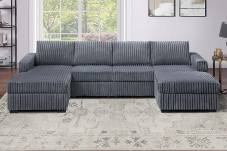Dark Gray Finish 3pc U-Shaped Sectional Set Cushion Back Armless Chairs Right Arm And Left Arm Chaise Primary Living Room Comfortable For 4 People - sold by Home Elegance USA