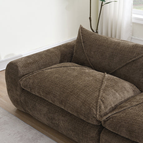 116'' Fully Compressed Sofa with High Density Foam, Integrated Backrest&Seat Cushion, Decorative Edging, Legless Design without Frame, No Assembly Required, Free Combination, Particle Chenille - sold by Home Elegance USA